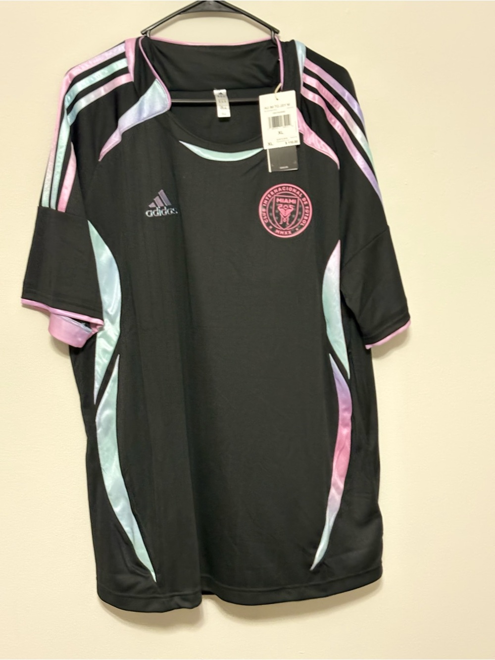 Adidas Black Men’s Soccer Jersey with Pastel Pink & Mint Accents Inter Miami